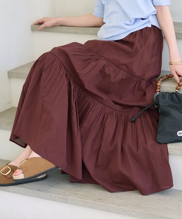 インド はしごレース ティアード マキシスカート