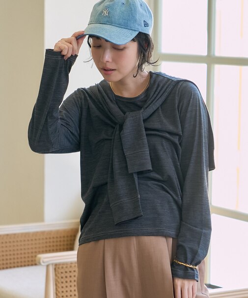 ＜サマーウールブレンド＞ とろみ ステッチ ロンT