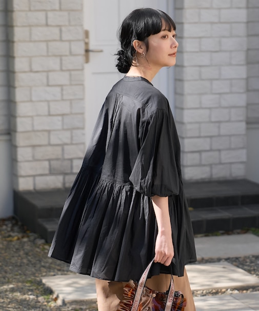 インドボイル キーネック チュニックブラウス