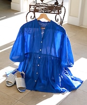 インドボイル キーネック チュニックブラウス