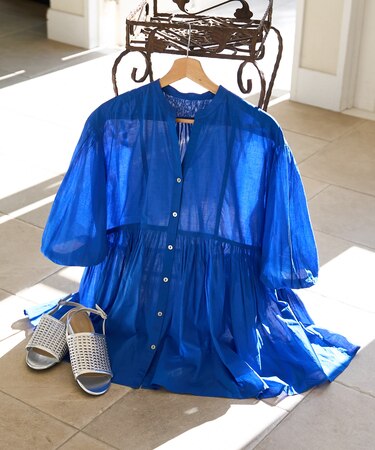 インドボイル キーネック チュニックブラウス