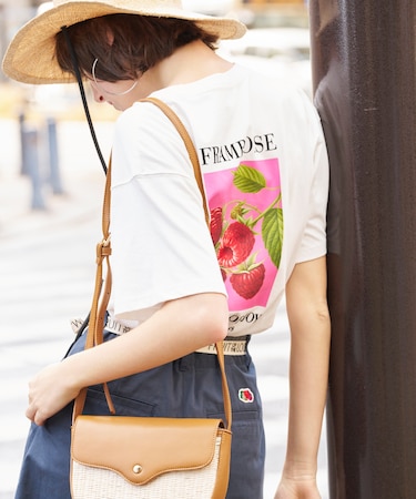 【3月5日12:00～販売開始】別注 ラズベリープリント ビッグシルエットTシャツ