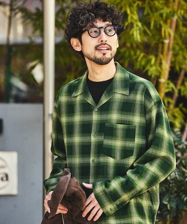 先染めオンブレチェック シアーシャツ リラックスフィット