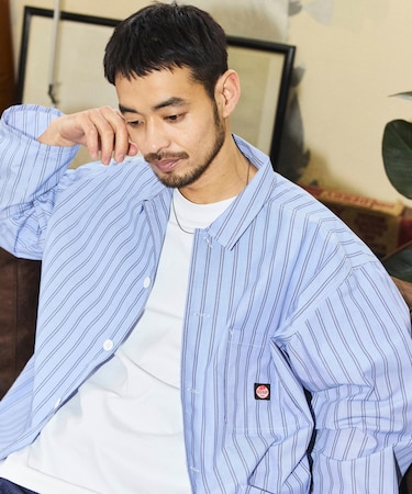 別注 ワーク ストライプ シャツカバーオール