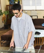 別注 ブロード レジメントストライプ クロップド丈 ワークシャツ