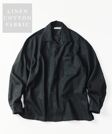 LINEN COTTON OPEN COLLAR SHIRT【セットアップ対応】