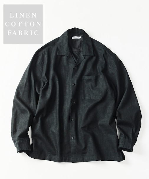 LINEN COTTON OPEN COLLAR SHIRT【セットアップ対応】
