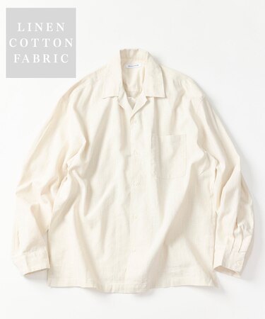 LINEN COTTON OPEN COLLAR SHIRT【セットアップ対応】
