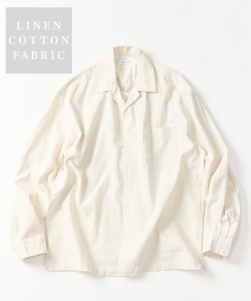 LINEN COTTON OPEN COLLAR SHIRT【セットアップ対応】