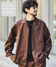 LINEN COTTON OPEN COLLAR SHIRT【セットアップ対応】