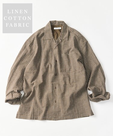 LINEN COTTON OPEN COLLAR SHIRT【セットアップ対応】