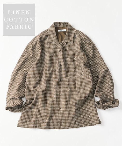 LINEN COTTON OPEN COLLAR SHIRT【セットアップ対応】
