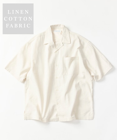 LINEN COTTON OPEN COLLAR SS SHIRT