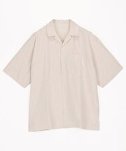 LINEN COTTON OPEN COLLAR SS SHIRT
