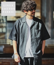 LINEN COTTON OPEN COLLAR SS SHIRT