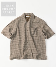 LINEN COTTON OPEN COLLAR SS SHIRT