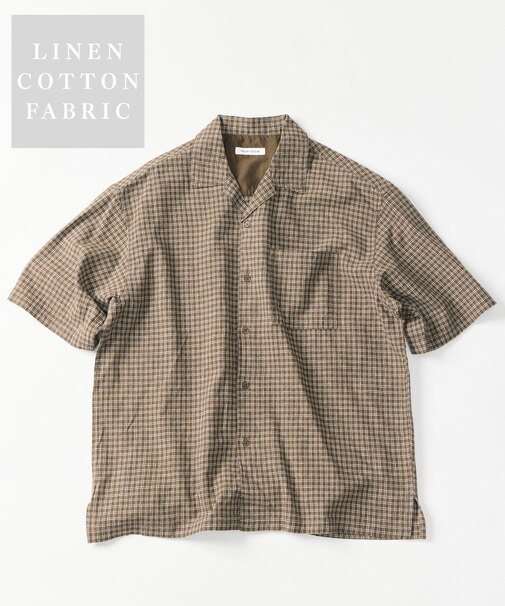 LINEN COTTON OPEN COLLAR SS SHIRT
