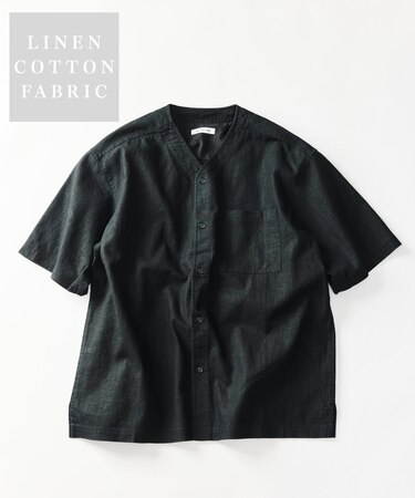 LINEN COTTON V NECK SHIRT