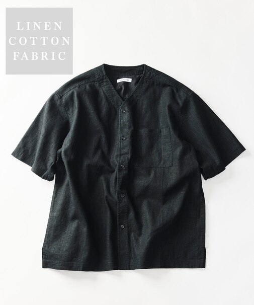 LINEN COTTON V NECK SHIRT