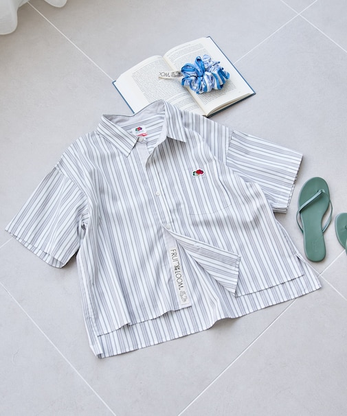 別注 マルチストライプ半袖ショートシャツ