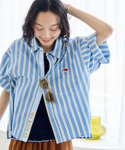 別注 マルチストライプ半袖ショートシャツ