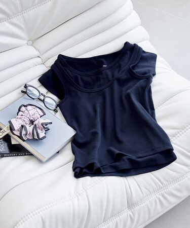 【セットアイテム】コットンモダール マルチウェイ キャップスリーブ タンクセット