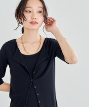 コットンモダール 5分袖カーディガン
