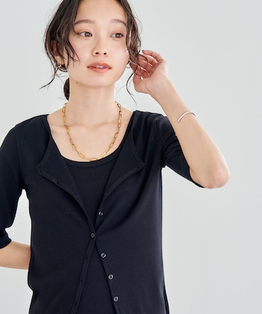 コットンモダール 5分袖カーディガン