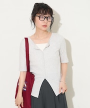 コットンモダール 5分袖カーディガン