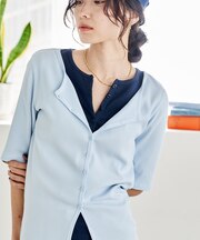 コットンモダール 5分袖カーディガン