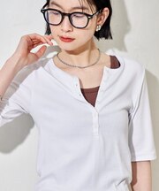 コットンモダール ヘンリーネック 半袖 Tシャツ