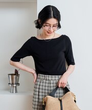 コットンモダール 5分袖Tシャツ