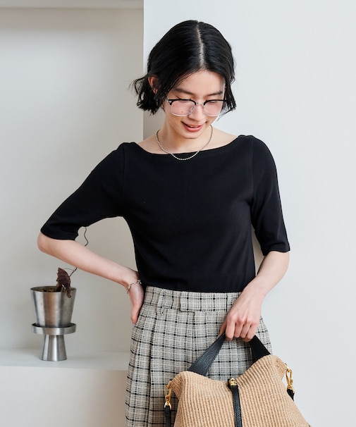 コットンモダール 5分袖Tシャツ