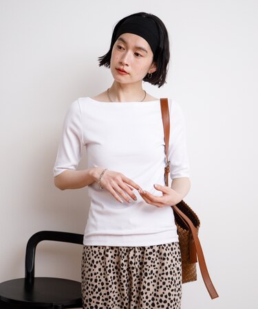 コットンモダール 5分袖Tシャツ