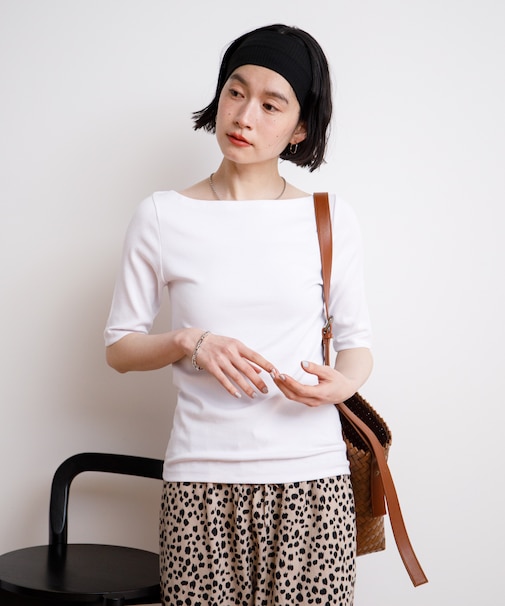 コットンモダール 5分袖Tシャツ