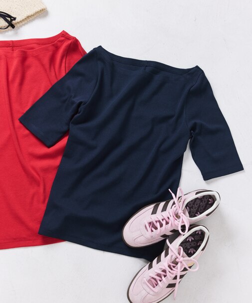 コットンモダール 5分袖Tシャツ