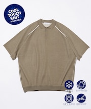 COOL TOUCH ダブルフェイス 配色 ポロネック ニットプルオーバー 接触冷感