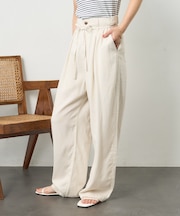 リネンレーヨン 紐付きイージーパンツ＜セットアップ対応＞