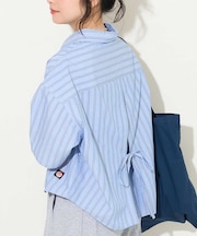 別注 ストライプバックリボン半袖シャツ