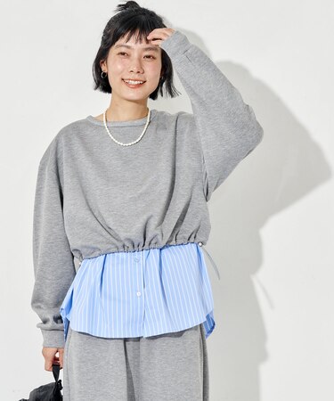 【セットアイテム】シャツドッキング ボンディングスウェット セットアップ