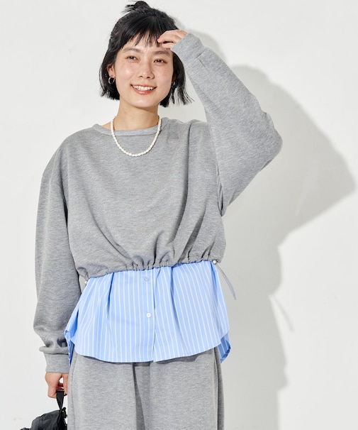 【セットアイテム】シャツドッキング ボンディングスウェット セットアップ