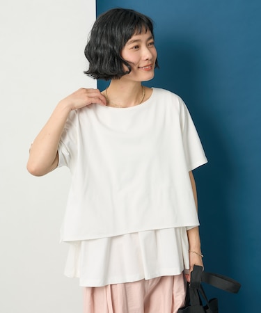 ドッキングレイヤード Tシャツブラウス