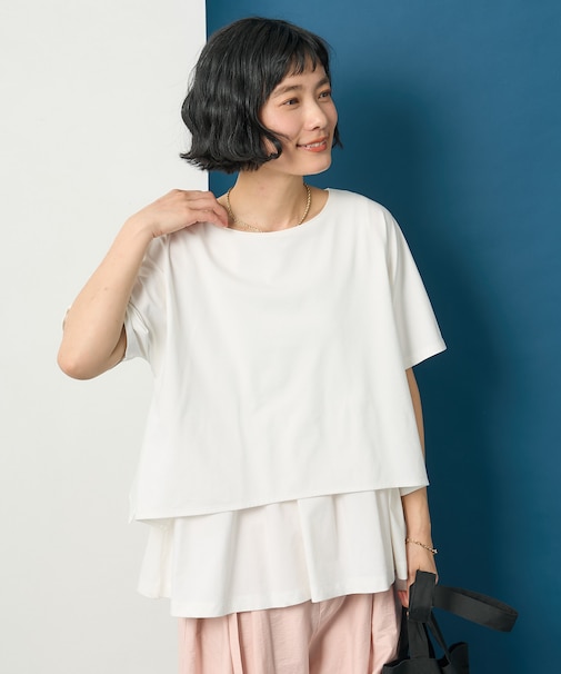 ドッキングレイヤード Tシャツブラウス