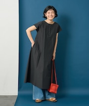 接触冷感/UVカット ヘンリーネックフレアワンピース