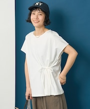 リボンギャザー半袖Tシャツ