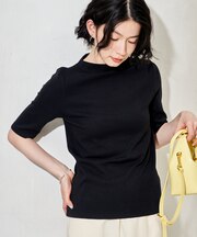 コットンモダール ボトルネック 半袖Tシャツ