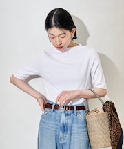 コットンモダール ボトルネック 半袖Tシャツ