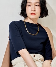 コットンモダール ボトルネック 半袖Tシャツ