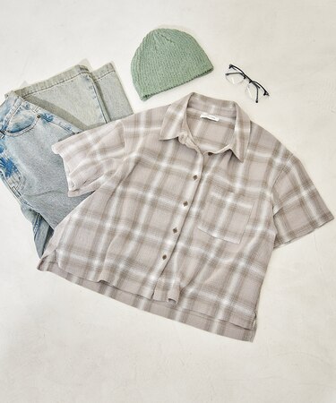 カラミコットン チェック 半袖シャツ＜セットアップ対応＞