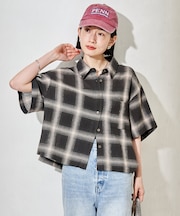 カラミコットン チェック 半袖シャツ<セットアップ対応>